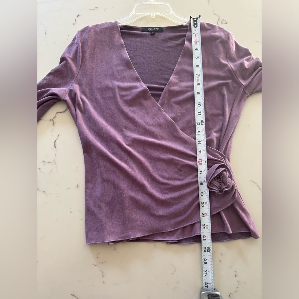 Karen Kane Purple Rose Wrap Top - Picture 8 of 9